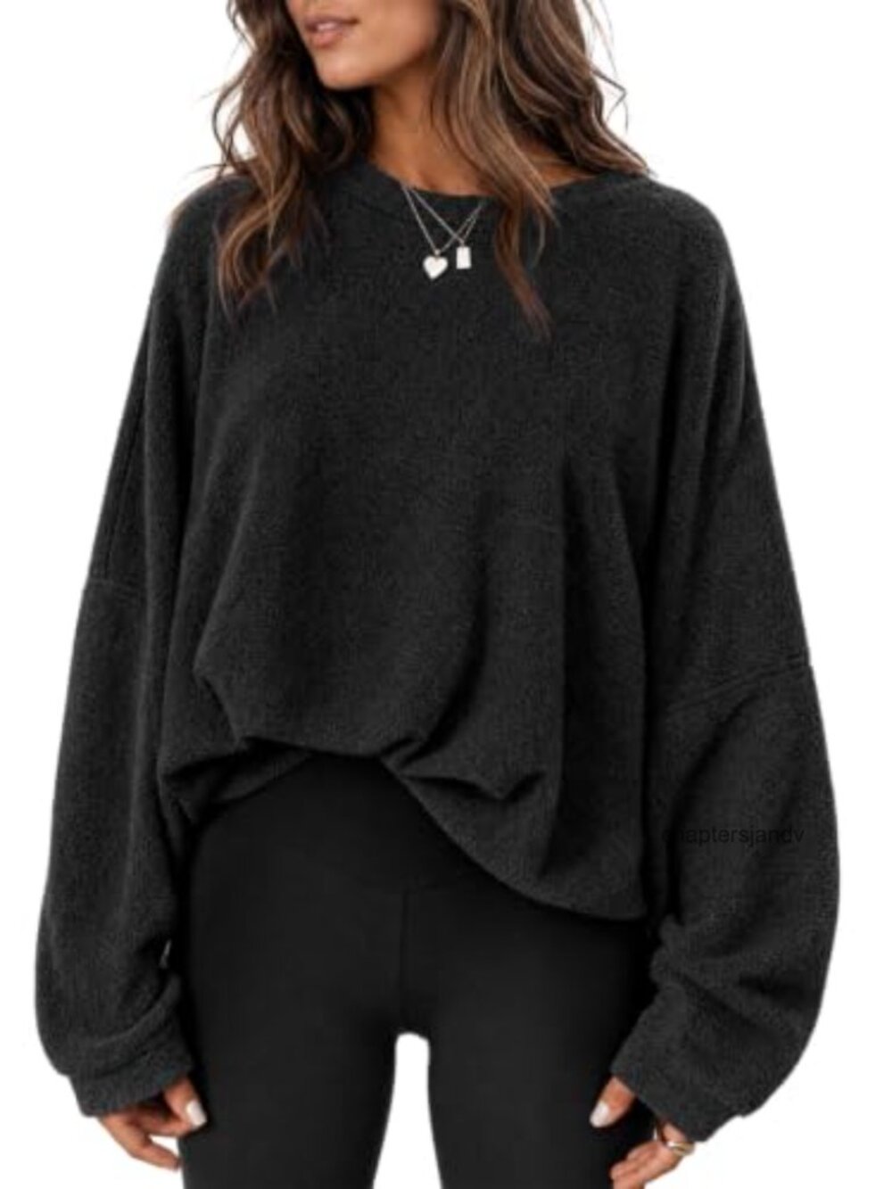 Womens Oversized Polar Fleece Crewneck Sweatshirt Fuzzy Pullover Fall Top